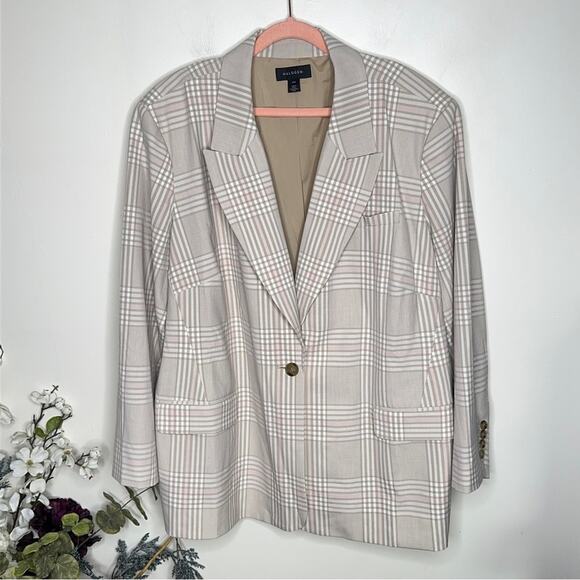 HALOGEN Single Button Blazer in Queens Plaid Pink Cream Tan Sz 22W {NN9} - Picture 3 of 7